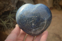 Polished  Blue Lazulite Gemstone Hearts  x 4 From Madagascar