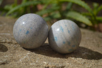 Polished Blue Spotted Spinel Quartz Spheres x 6 From Madagascar