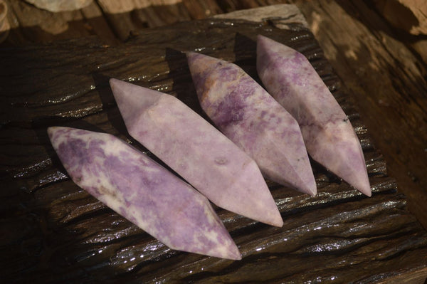 Polished  Double Terminated Purple Lepidolite Points  x 4 From Mozambique