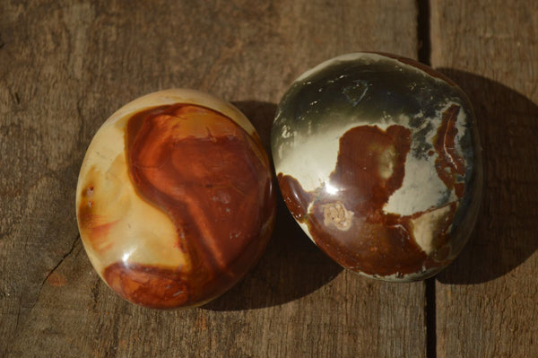 Polished  Polychrome / Picasso Jasper Palm Stones  x 12 From Madagascar