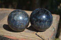 Polished Rare Iolite / Water Sapphire Spheres  x 2 From Northern Cape, South Africa - Toprock Gemstones and Minerals 