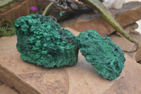 Natural Chatoyant Silky Malachite Specimens  x 2 From Kasompe, Congo - Toprock Gemstones and Minerals 