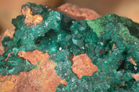 Natural Large Emerald Dioptase Crystal Specimen With Malachite On Red & Yellow Dolomite Matrix x 1 From Likasi, Congo