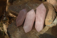 Polished Double Terminated Rose Quartz Points x 4 From Ambatondrazaka, Madagascar