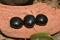 Polished Black Basalt "Hot Rock" Massage Palm Stones  x 12 From Madagascar - TopRock