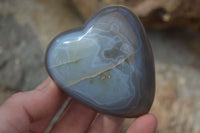 Polished Large Agate Gemstone Hearts x 6 From Madagascar