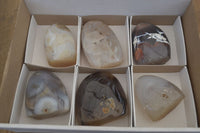 Polished Mixed Agate Standing Free Forms x 6 From Madagascar