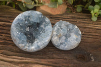 Polished Crystal Centred Blue Celestite Geodes  x 2 From Sakoany, Madagascar