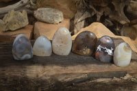 Polished Mixed Agate Standing Free Forms x 6 From Madagascar