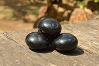 Polished Black Basalt "Hot Rock" Massage Palm Stones  x 12 From Madagascar - TopRock