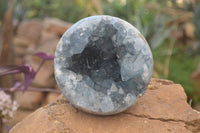 Polished Crystal Centred Blue Celestite Geodes  x 2 From Sakoany, Madagascar