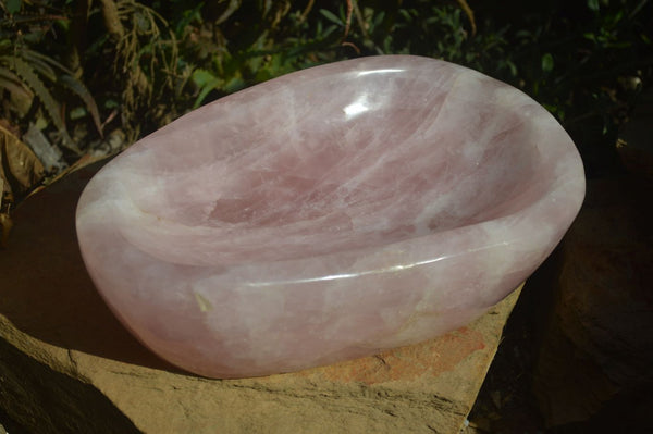 Polished Pink Rose Quartz Bowl x 1 From Ambatondrazaka, Madagascar