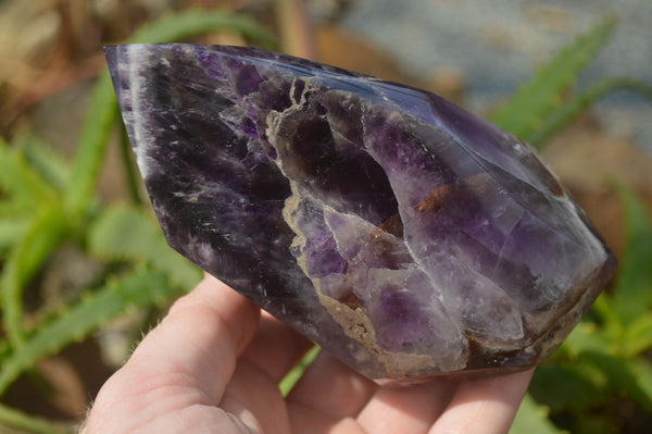 Polished Chevron Amethyst Points x 2 From Zambia