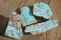 Natural Blue Drusy Coated Chrysocolla & Malachite Specimens x 4 From Congo