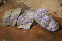 Natural Rough Stichtite & Serpentine Specimens  x 3 From Barberton, South Africa - Toprock Gemstones and Minerals 