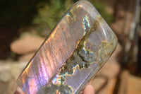 Polished Rare Purple Flash Labradorite Standing Free Forms x 2 From Tulear, Madagascar