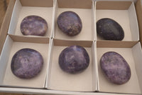 Polished  Purple Lepidolite Palm Stones  x 6 From Zimbabwe