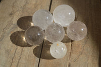 Polished Clear Rock Crystal Quartz Balls  x 6 From Madagascar