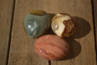 Polished  Polychrome / Picasso Jasper Palm Stones  x 12 From Madagascar