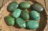 Polished  Large Green Verdite Galet / Palm Stones x 9 From Zimbabwe