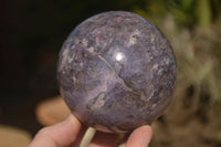 Polished  Purple Lepidolite Spheres With Rubellite On One  x 2 From Zimbabwe