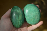 Polished  Large Green Verdite Galet / Palm Stones x 9 From Zimbabwe