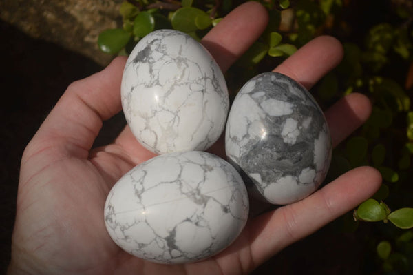 Polished White Howlite Gemstone Eggs x 12 From Madagascar