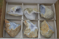 Natural Blue Lace Agate Geode Specimens  x 6 From Nsanje, Malawi - Toprock Gemstones and Minerals 