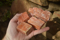 Natural New Sunset Orange Calcite Specimens  x 12 From Spitzkop, Namibia