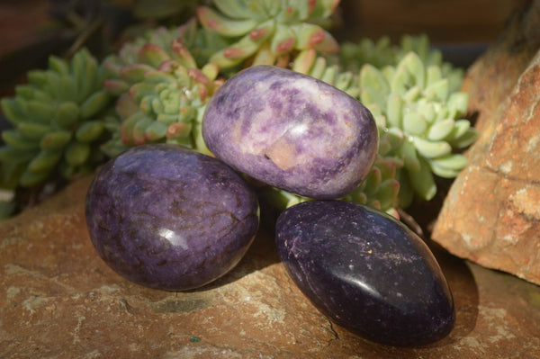 Polished  Purple Lepidolite Palm Stones  x 6 From Zimbabwe