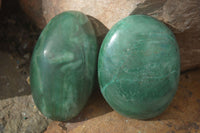 Polished  Large Green Verdite Galet / Palm Stones x 9 From Zimbabwe