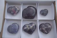 Polished Purple Lepidolite Hearts  x 6 From Madagascar - TopRock