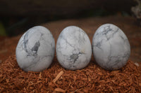 Polished White Howlite Gemstone Eggs x 12 From Madagascar