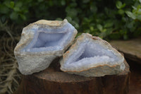 Natural Blue Lace Agate Geode Specimens  x 6 From Nsanje, Malawi - Toprock Gemstones and Minerals 