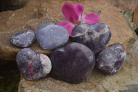 Polished Purple Lepidolite Hearts  x 6 From Madagascar - TopRock