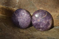 Polished  Purple Lepidolite Palm Stones  x 6 From Zimbabwe