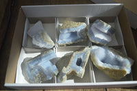 Natural Blue Lace Agate Geode Specimens  x 6 From Nsanje, Malawi