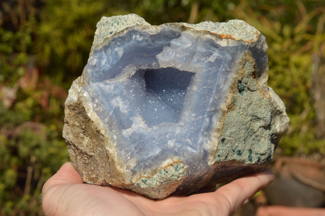 Natural Blue Lace Agate Geode Specimens x 2 From Nsanje, Malawi