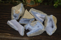 Natural Blue Lace Agate Geode Specimens  x 6 From Nsanje, Malawi