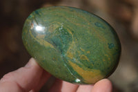 Polished  Large Green Verdite Galet / Palm Stones x 9 From Zimbabwe