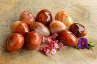 Polished Bright Orange and Darker Red Carnelian Agate Eggs  x 12 From Madagascar - TopRock