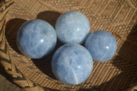 Polished Blue Calcite Spheres  x 4 From Ihadilalana, Madagascar