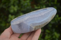 Polished Blue Lace Agate Standing Free Forms  x 2 From Nsanje, Malawi - Toprock Gemstones and Minerals 