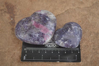 Polished Purple Lepidolite Hearts  x 6 From Madagascar - TopRock