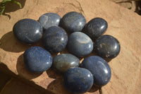 Polished Blue Lazulite Palm Stones  x 12 From Madagascar - Toprock Gemstones and Minerals 