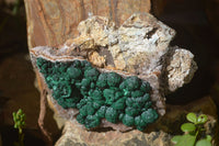 Natural Rare Ball Malachite On Drusy Quartz & Dolomite Specimens x 3 From Kambove, Congo