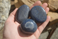 Polished Blue Lazulite Palm Stones  x 12 From Madagascar - Toprock Gemstones and Minerals 