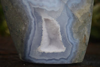 Polished Blue Lace Agate Standing Free Forms  x 2 From Nsanje, Malawi - Toprock Gemstones and Minerals 