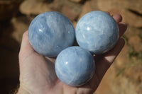 Polished Blue Calcite Spheres  x 4 From Ihadilalana, Madagascar