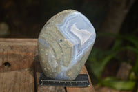 Polished Blue Lace Agate Standing Free Forms  x 2 From Nsanje, Malawi - Toprock Gemstones and Minerals 